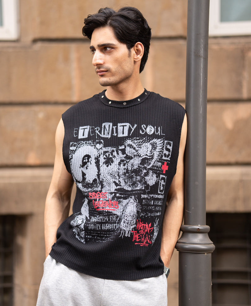 Black Grungy Vest