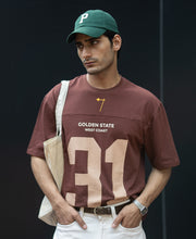 Brown Printed Structured T-Shirt