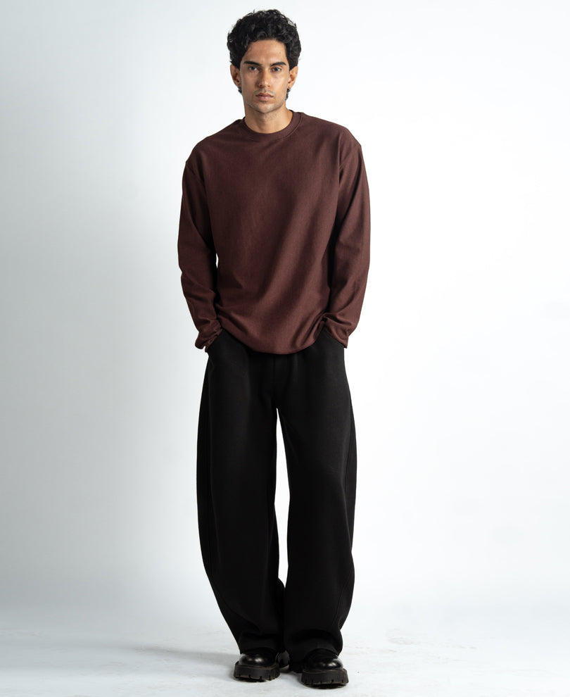 Brown Rib Knit T-Shirt