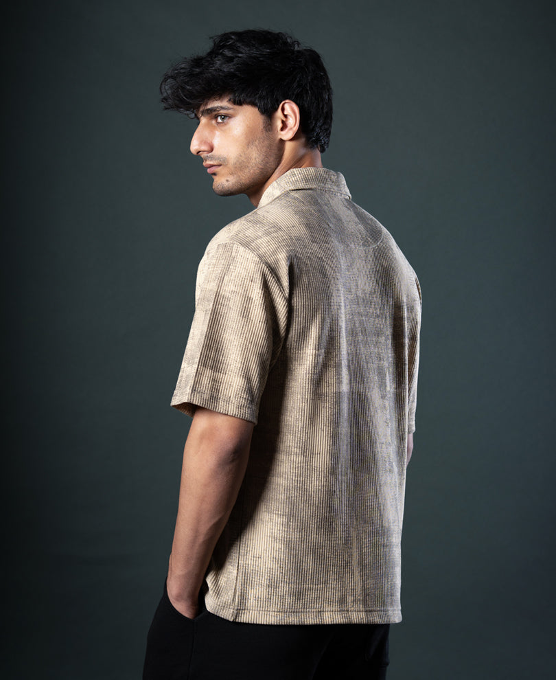 Beige Grunge Print T-Shirt.