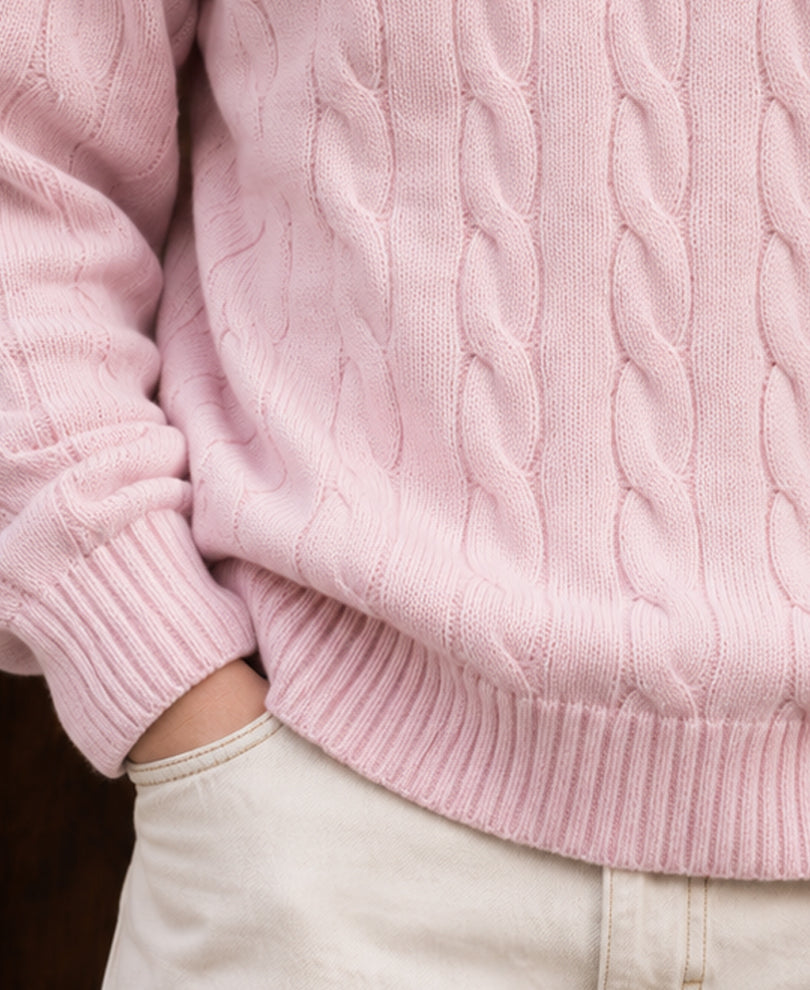 Light Pink Cable Knit Sweater