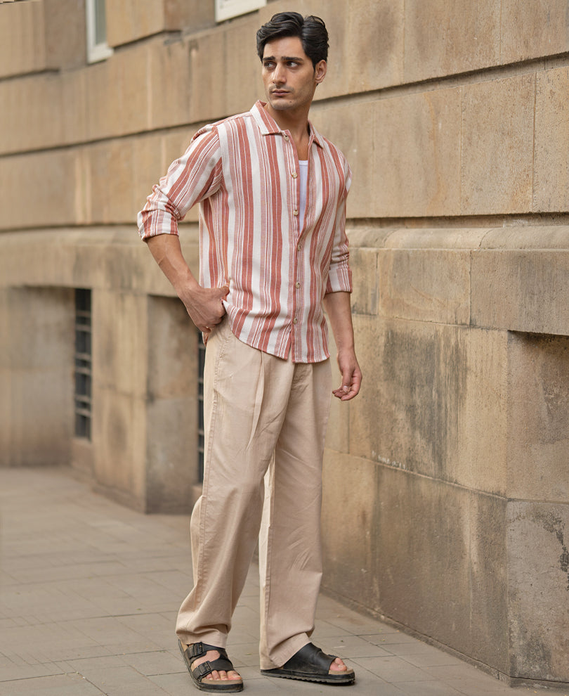 Rust Structure Stripe Shirt.