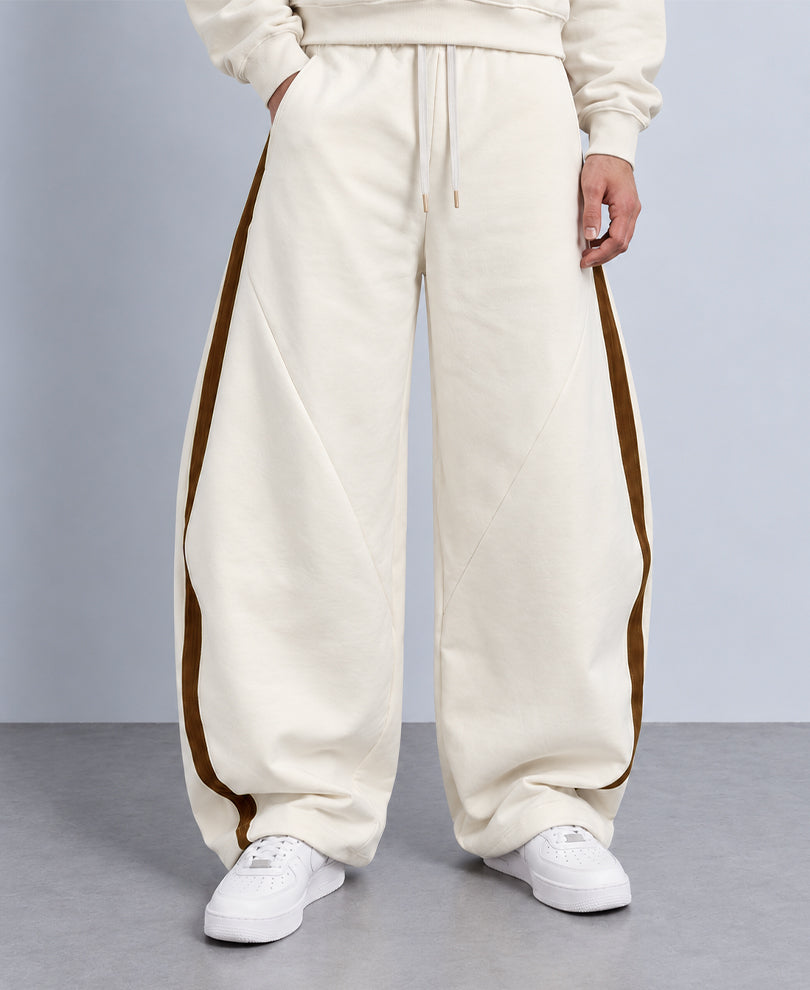 Off White Twill Detail Barrel Trackpants