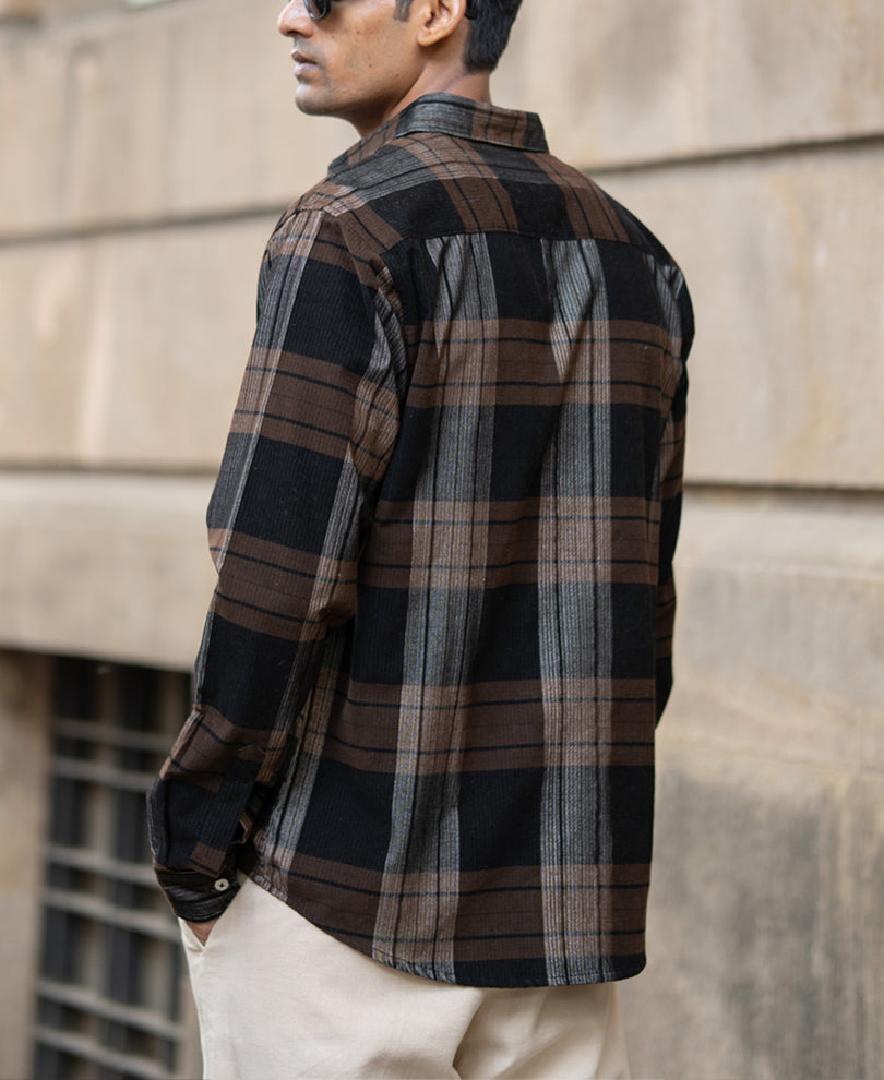 Brown Coudroy Checks Shirt.