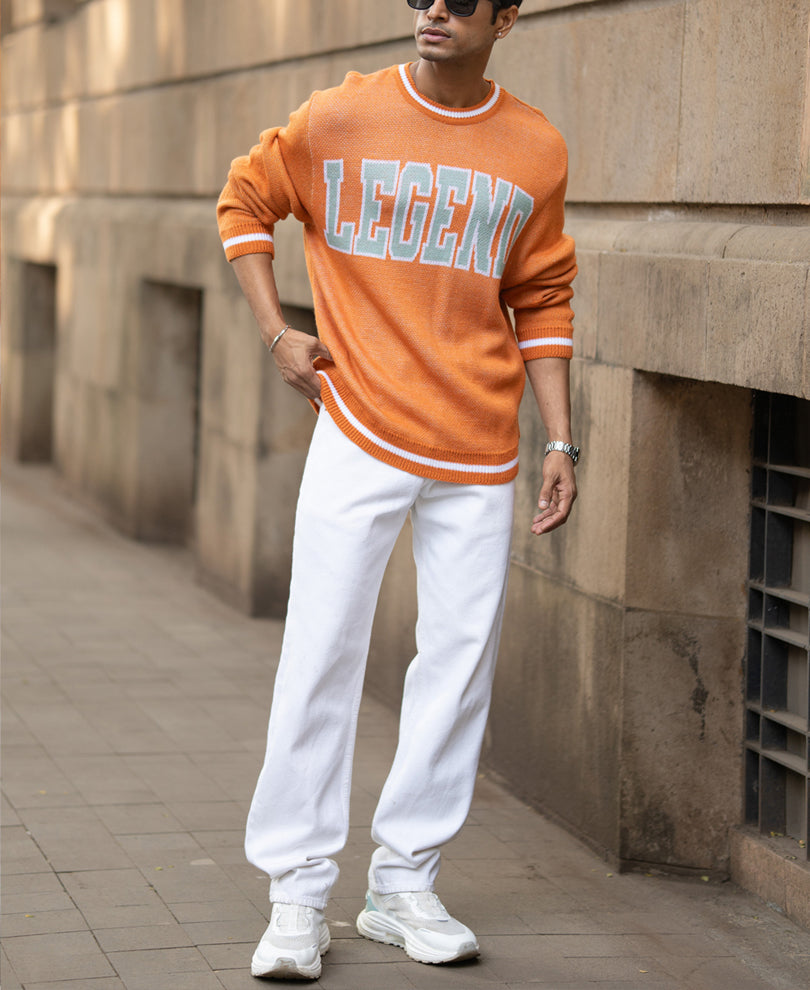 Orange Jacquard T-Shirt.