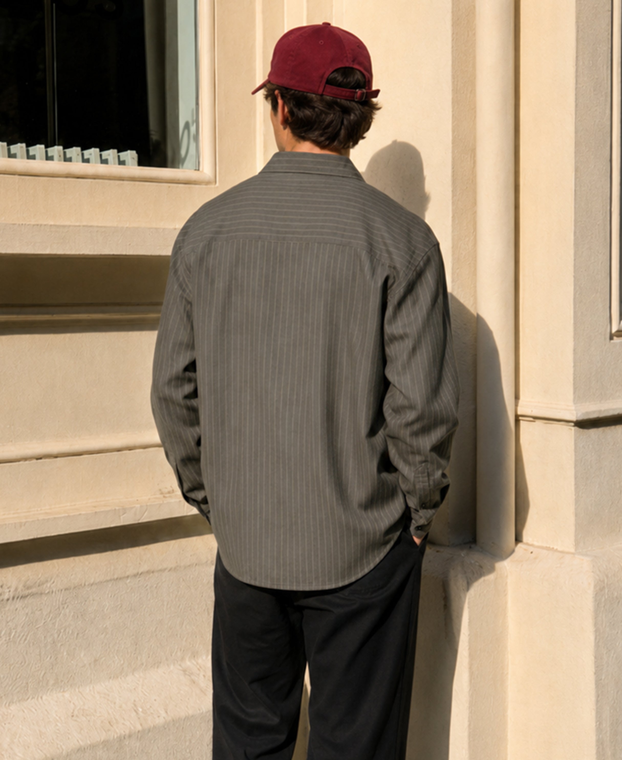 Grey Embroidered Stripe Shirt