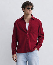 Red Structured Cotton Shirt