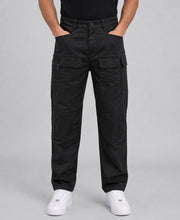 Black Cotton Cargo Pant