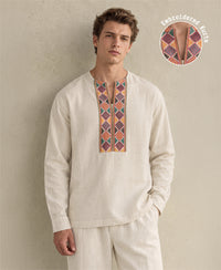 Natural Embroidered Kurta