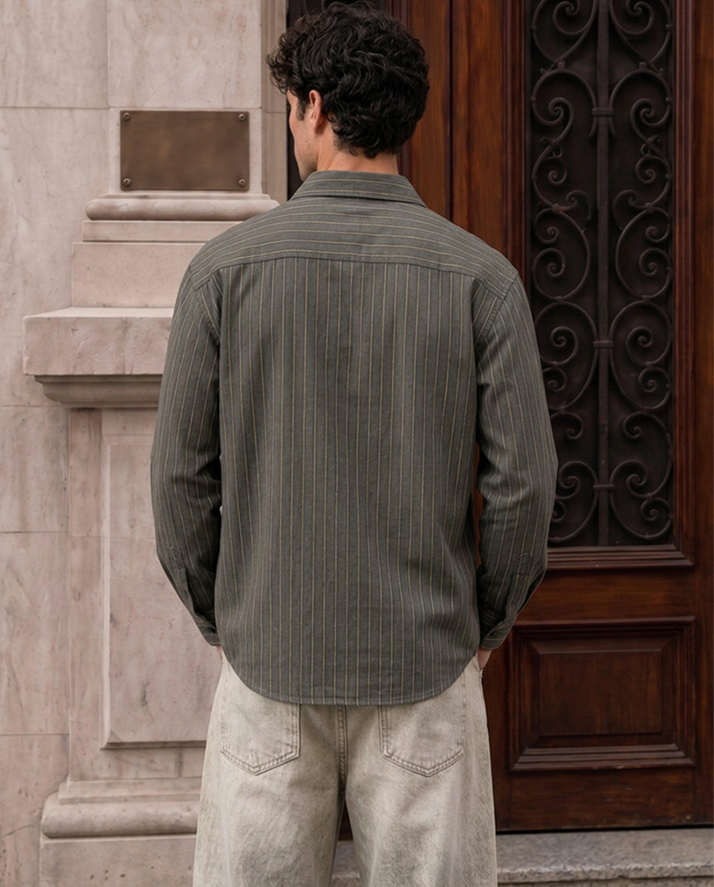 Grey Cotton Oxford Shirt