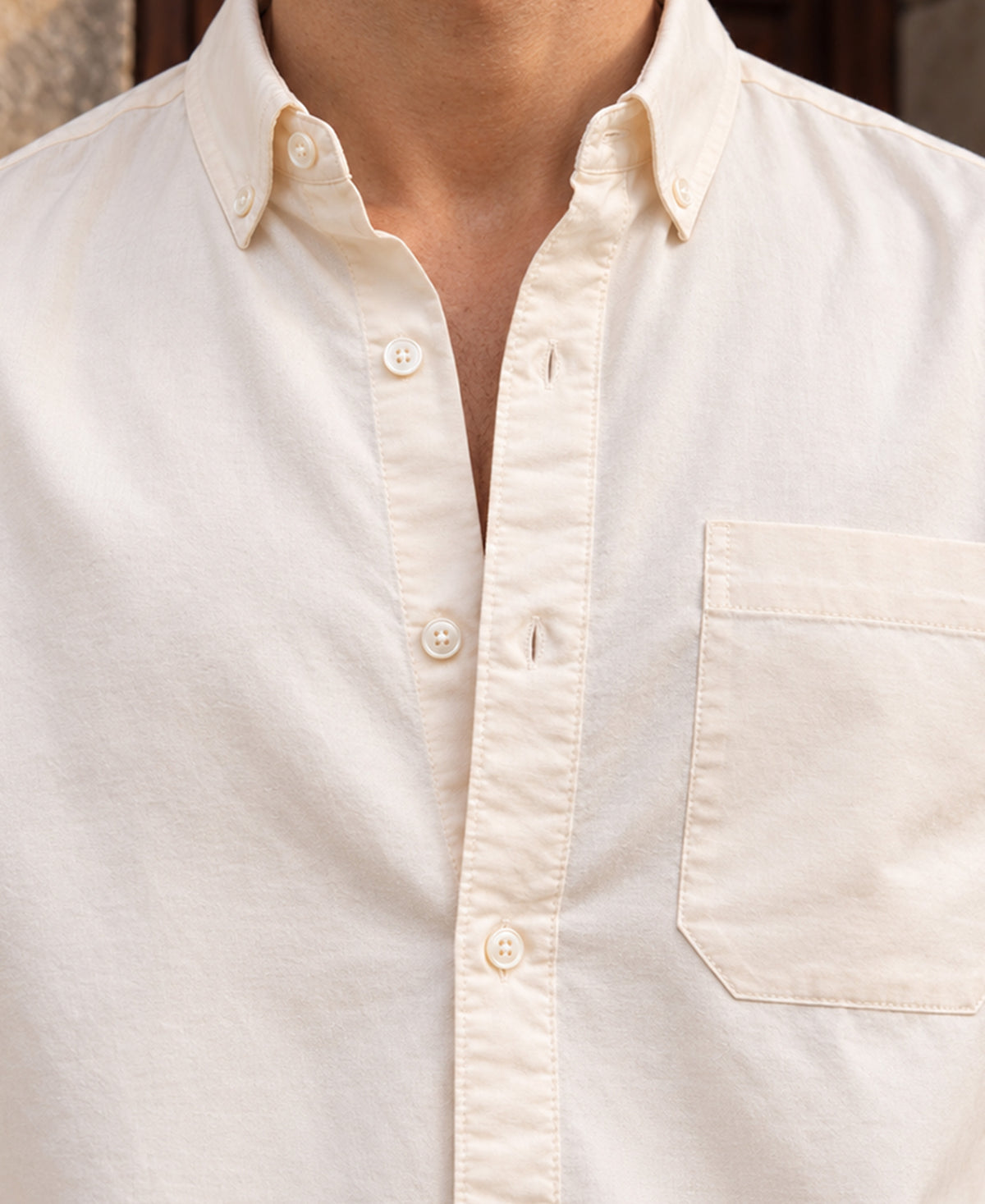 Cream Oxford Botton Down Shirt