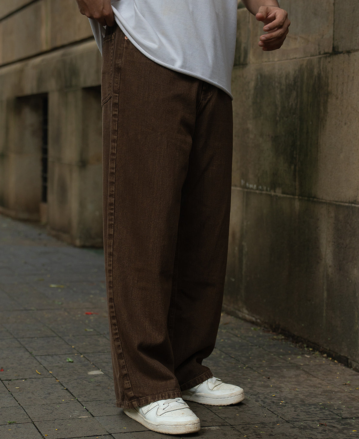 Light Brown Washed Baggy Jeans