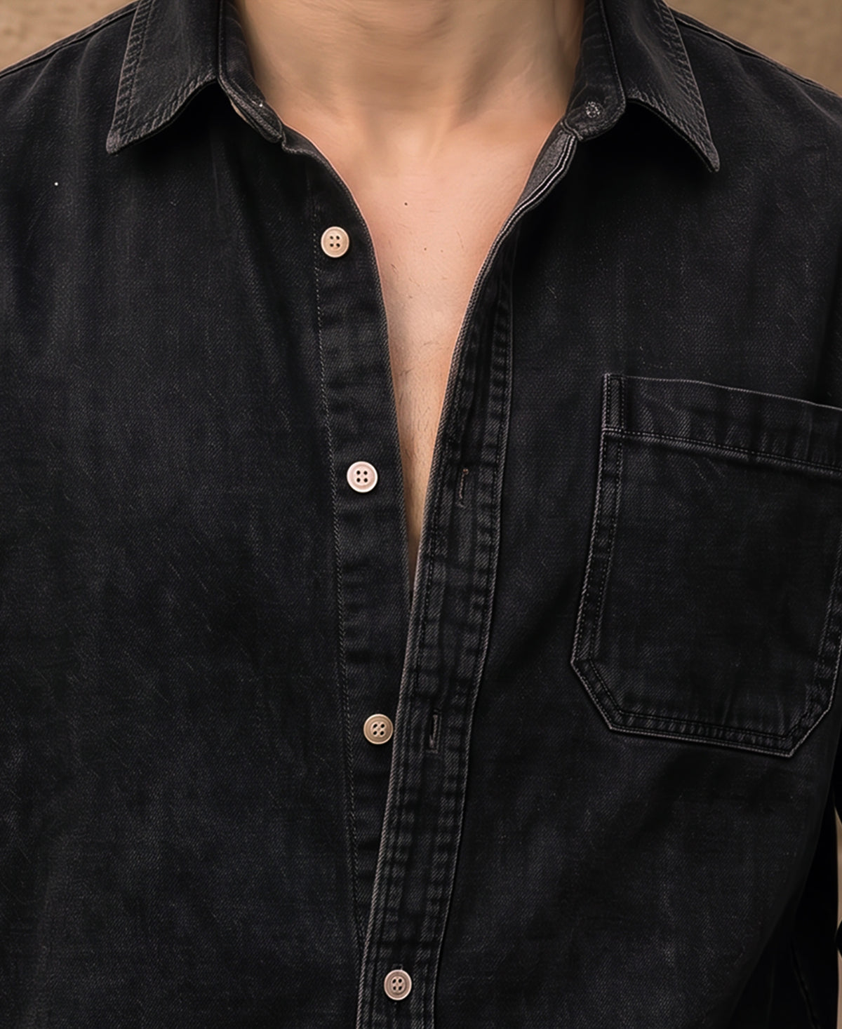 Black Washed Lightweight Denim Shirt