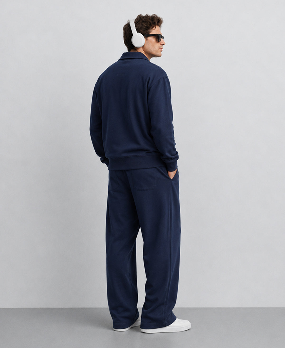 Blue Embroidered Zipper Cord Set