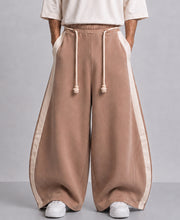 Beige Panelled Barrel Fit Trackpant