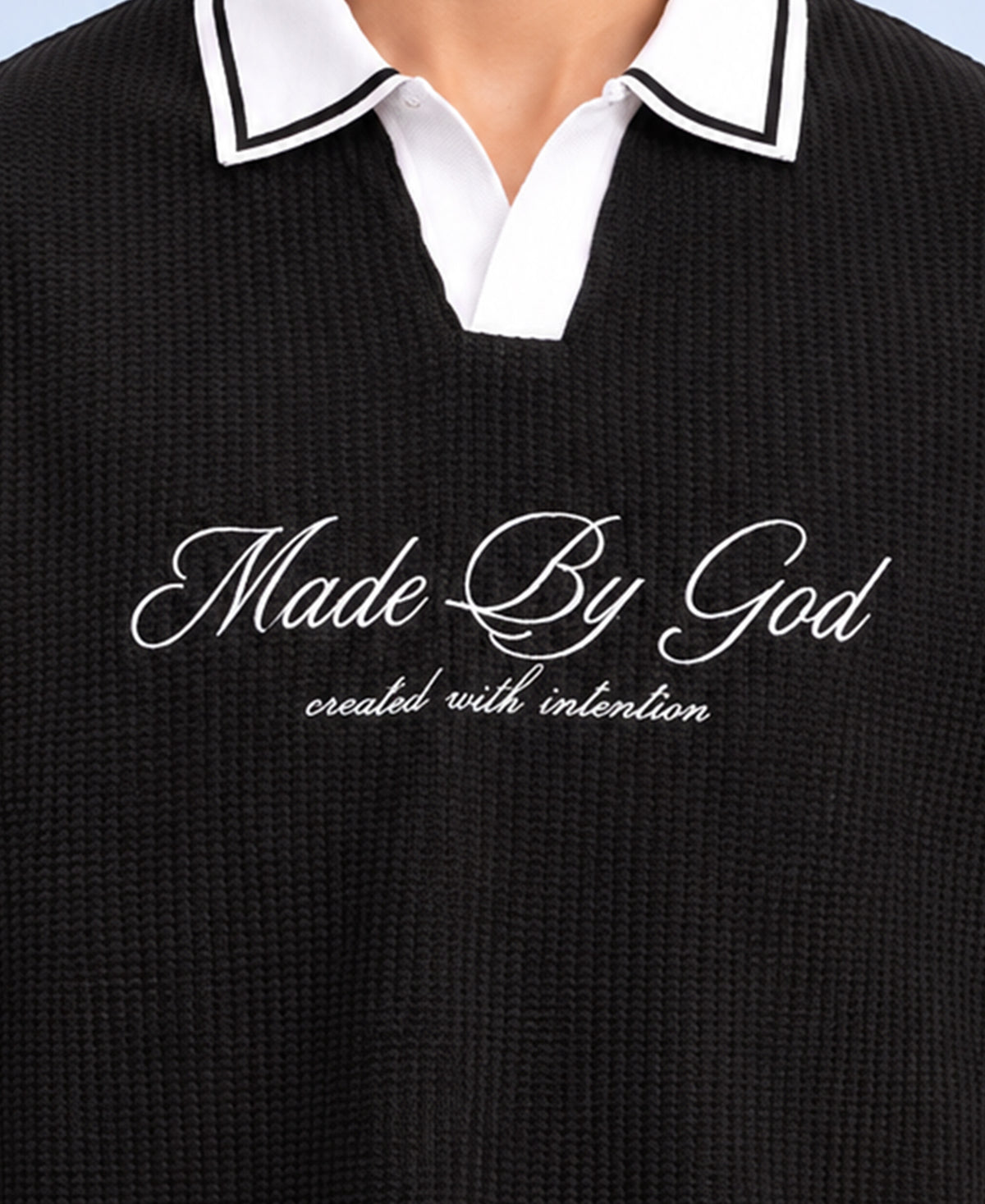 Black Structured Embroidered T-Shirt