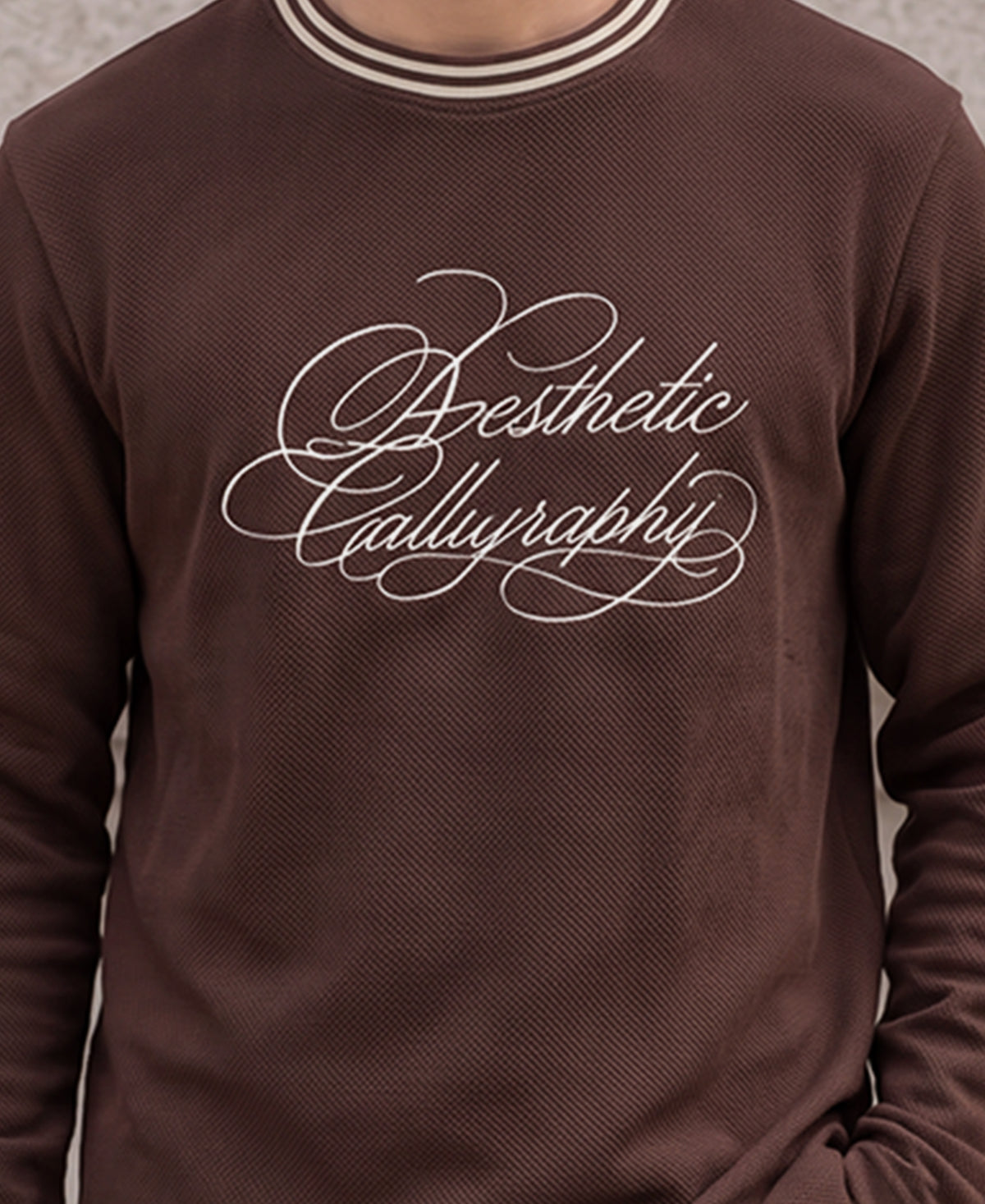 Brown Knit Embroidered T-Shirt