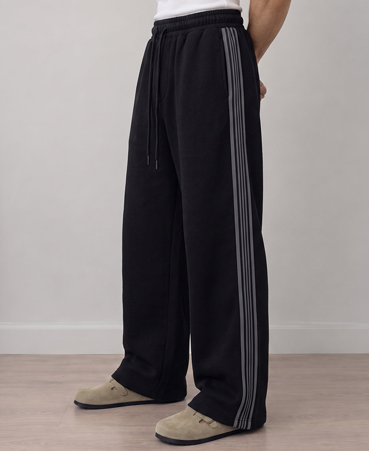 Black Tape Detail Baggy Trackpant