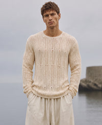 Cream Structure Knit T-Shirt 100% Cotton