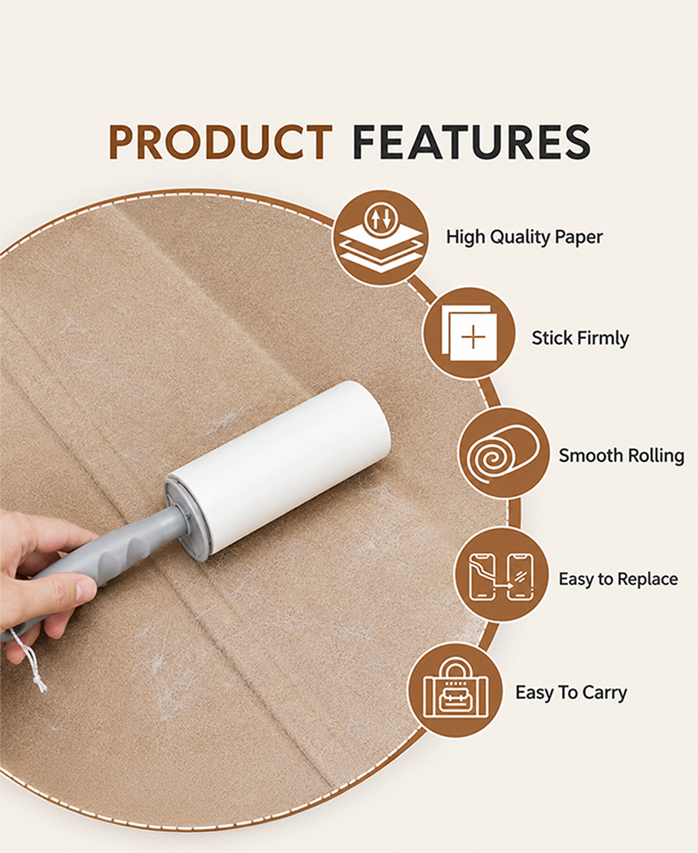 White Fabric Lint Roller Combo