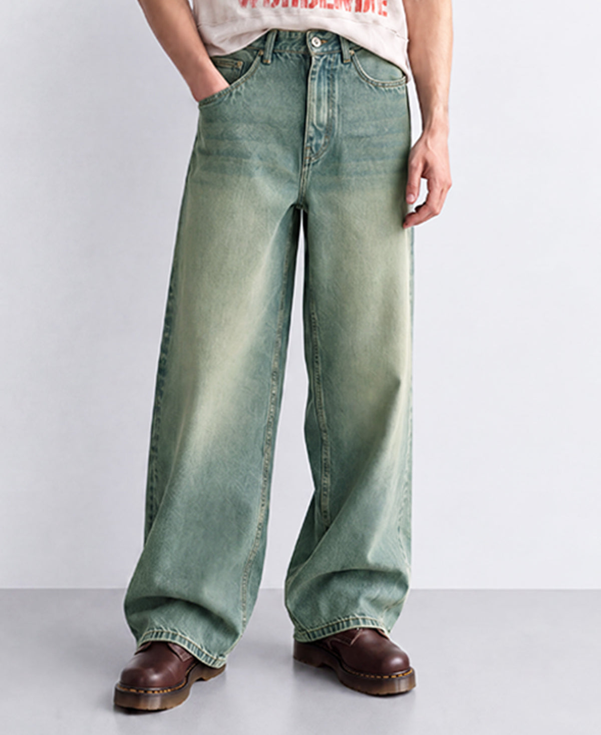 Tinted Blue Washed Baggy Jeans