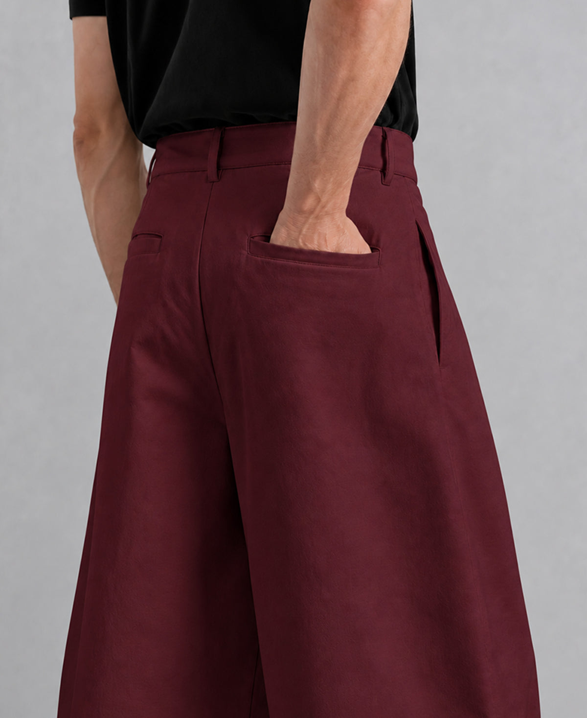 Wine Pleated Knit Pants