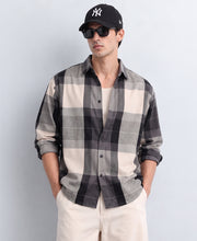 Grey Macro Flannel Checks Shirt 100% Cotton
