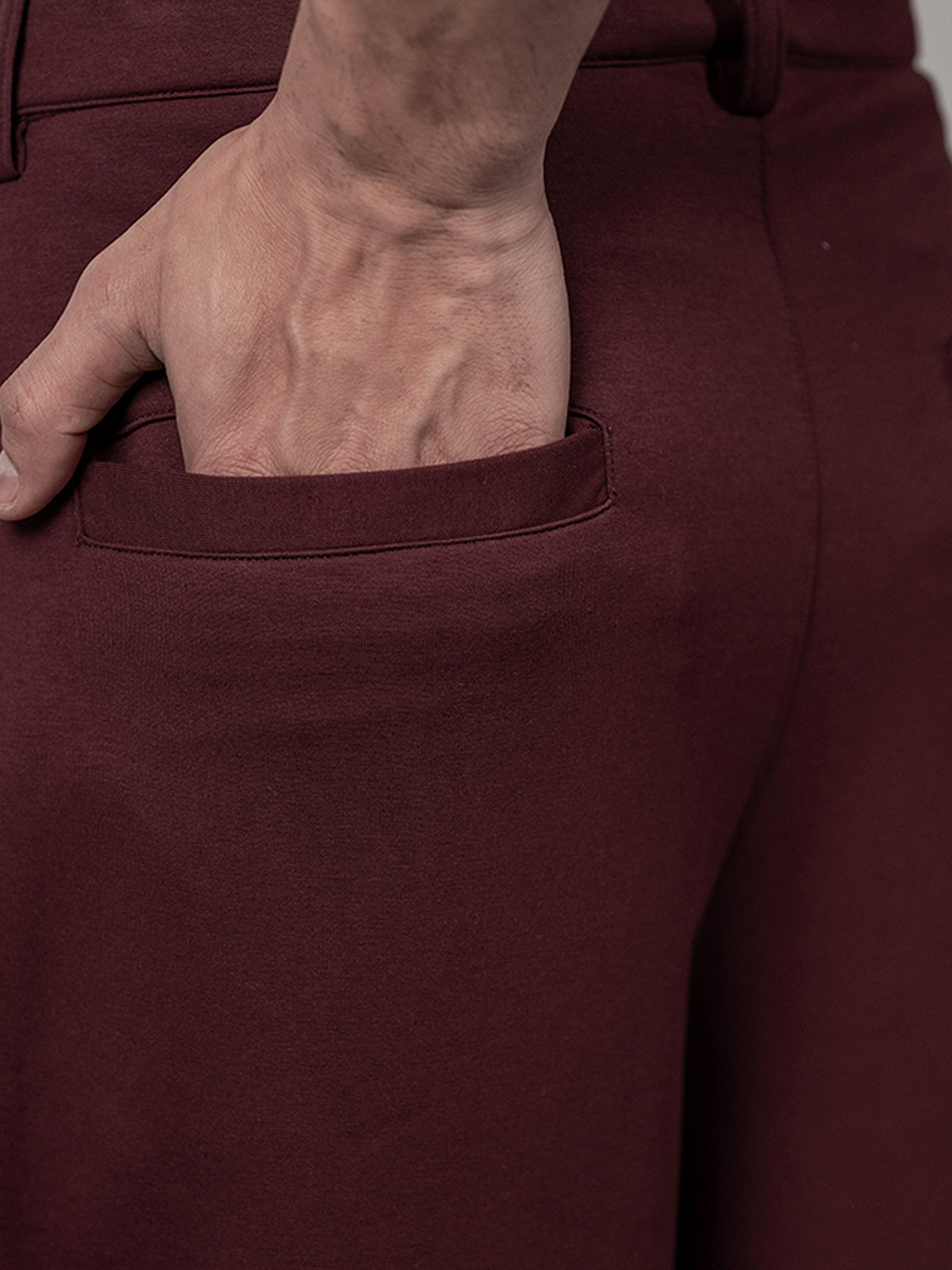 Wine Pleated Knit Pants