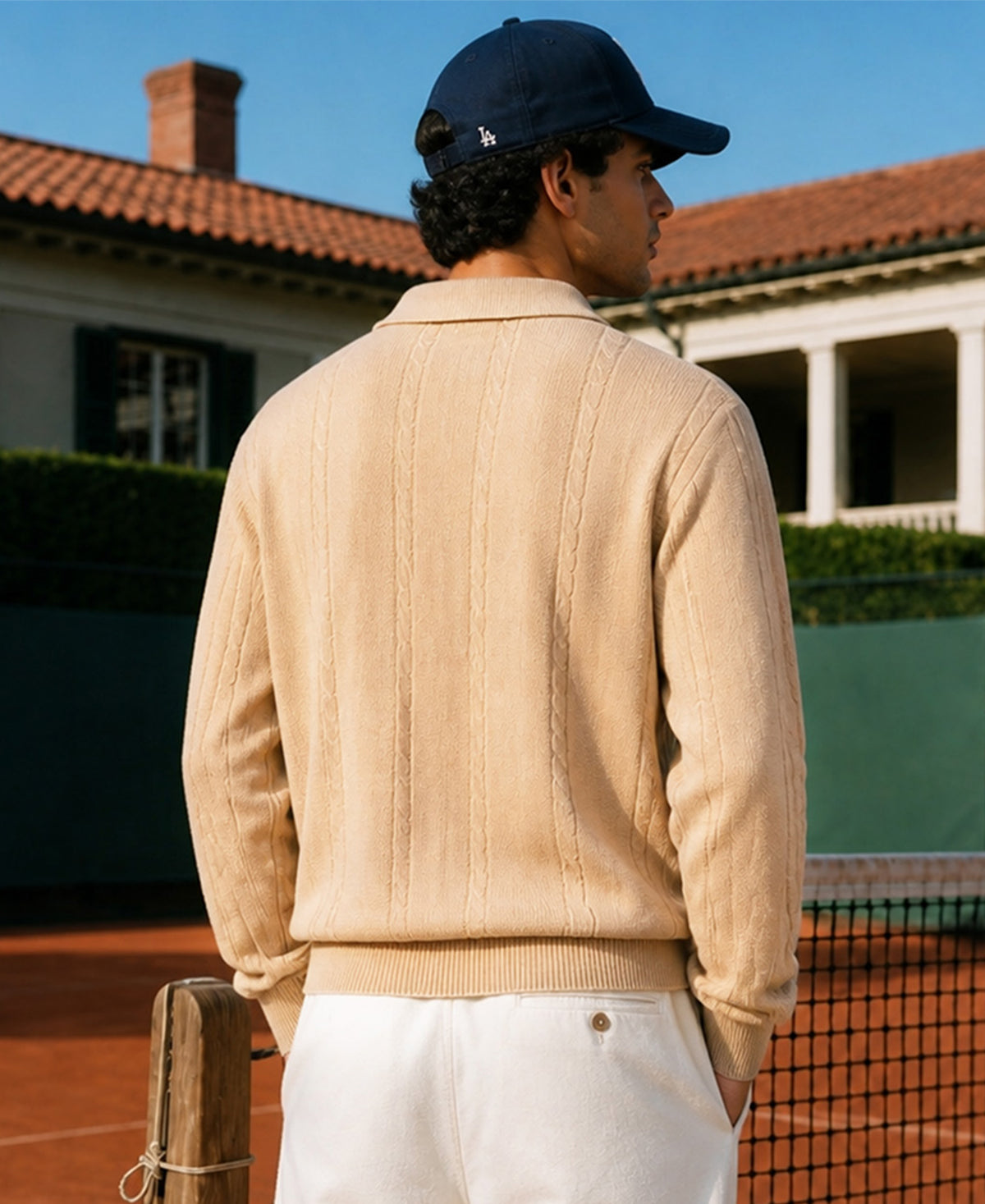 Beige Cable Knit T-Shirt 100% Cotton