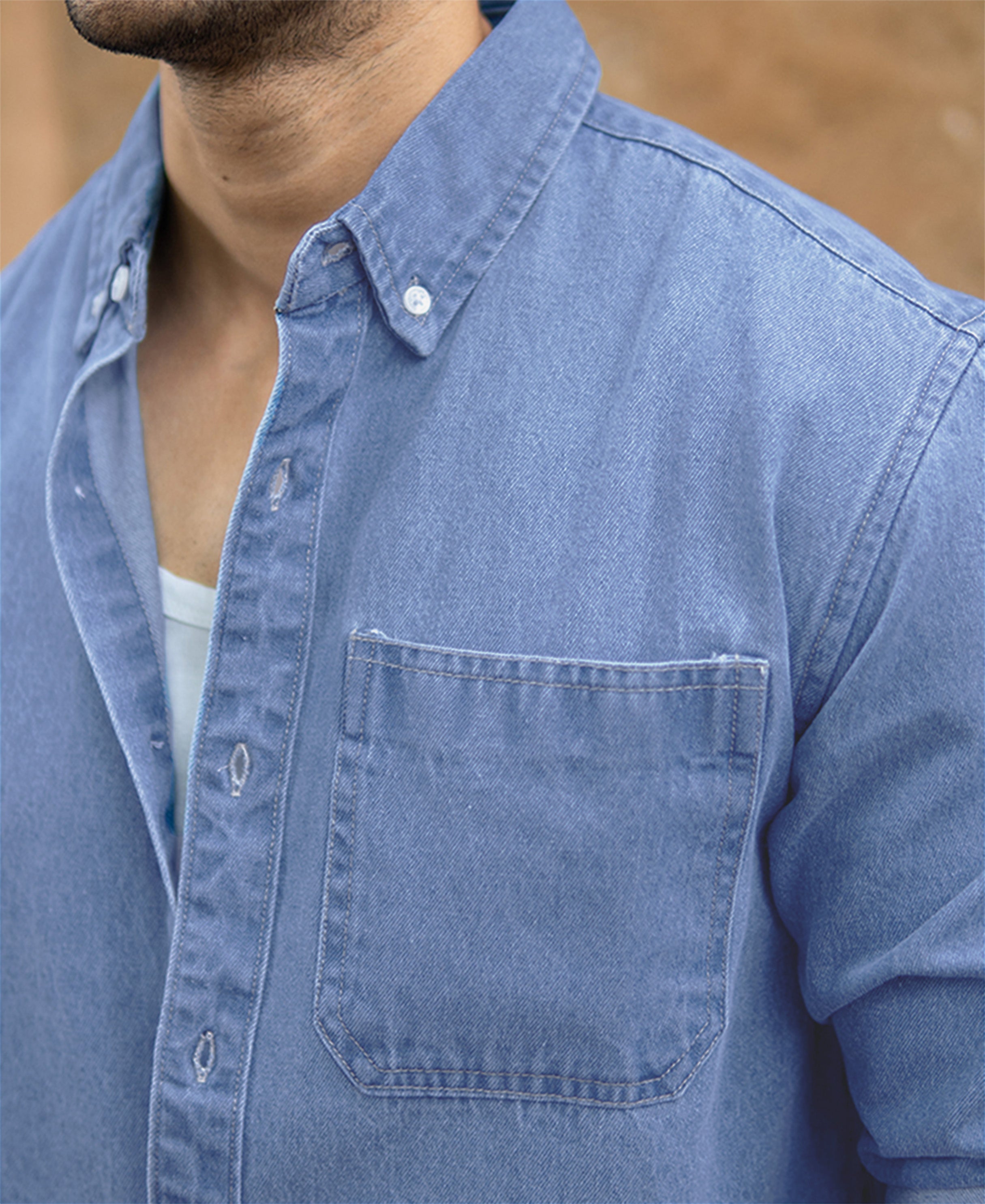 Blue Washed Denim Shirt