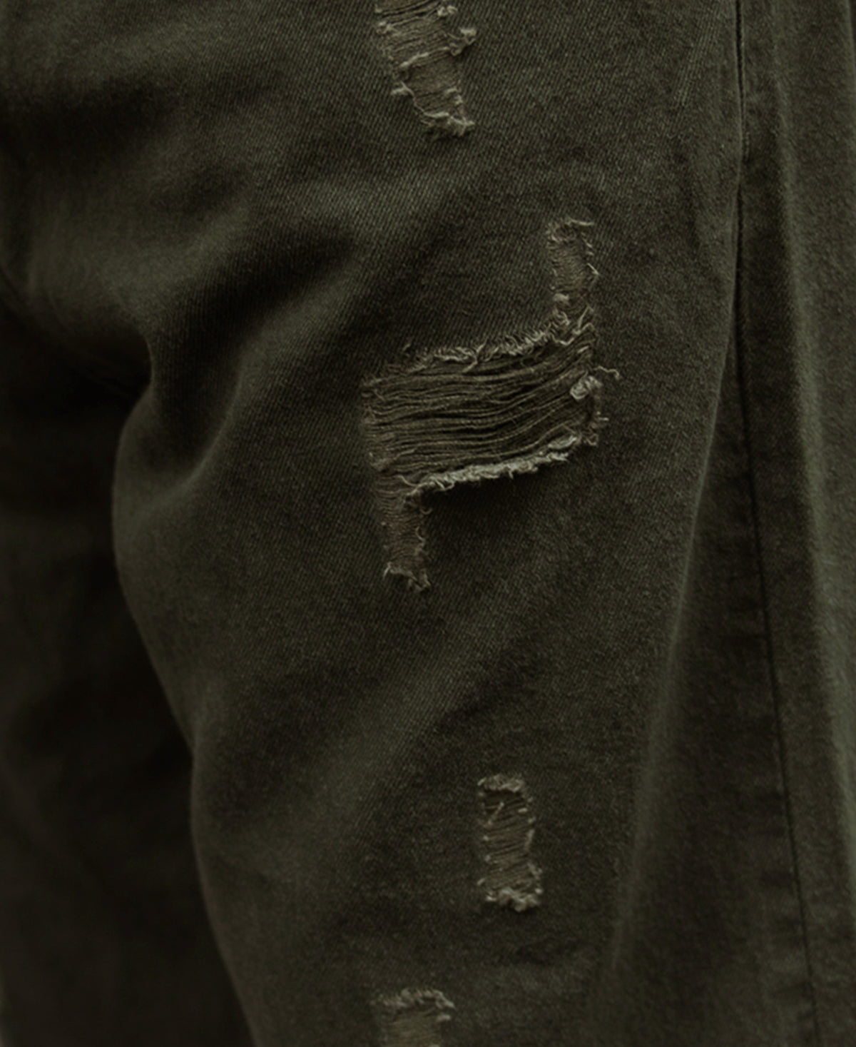 Olive Distress Baggy Jeans