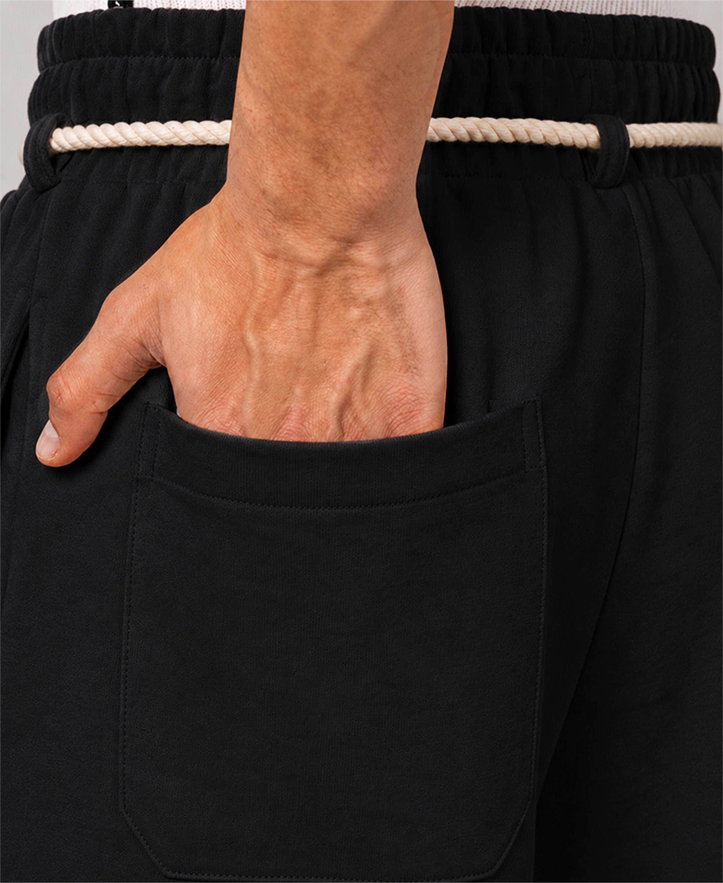 Black Paneled Baggy Trackpant