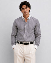 Black Striped Contrast Collar Shirt