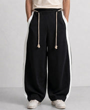 Black Panelled Barrel Fit Trackpant