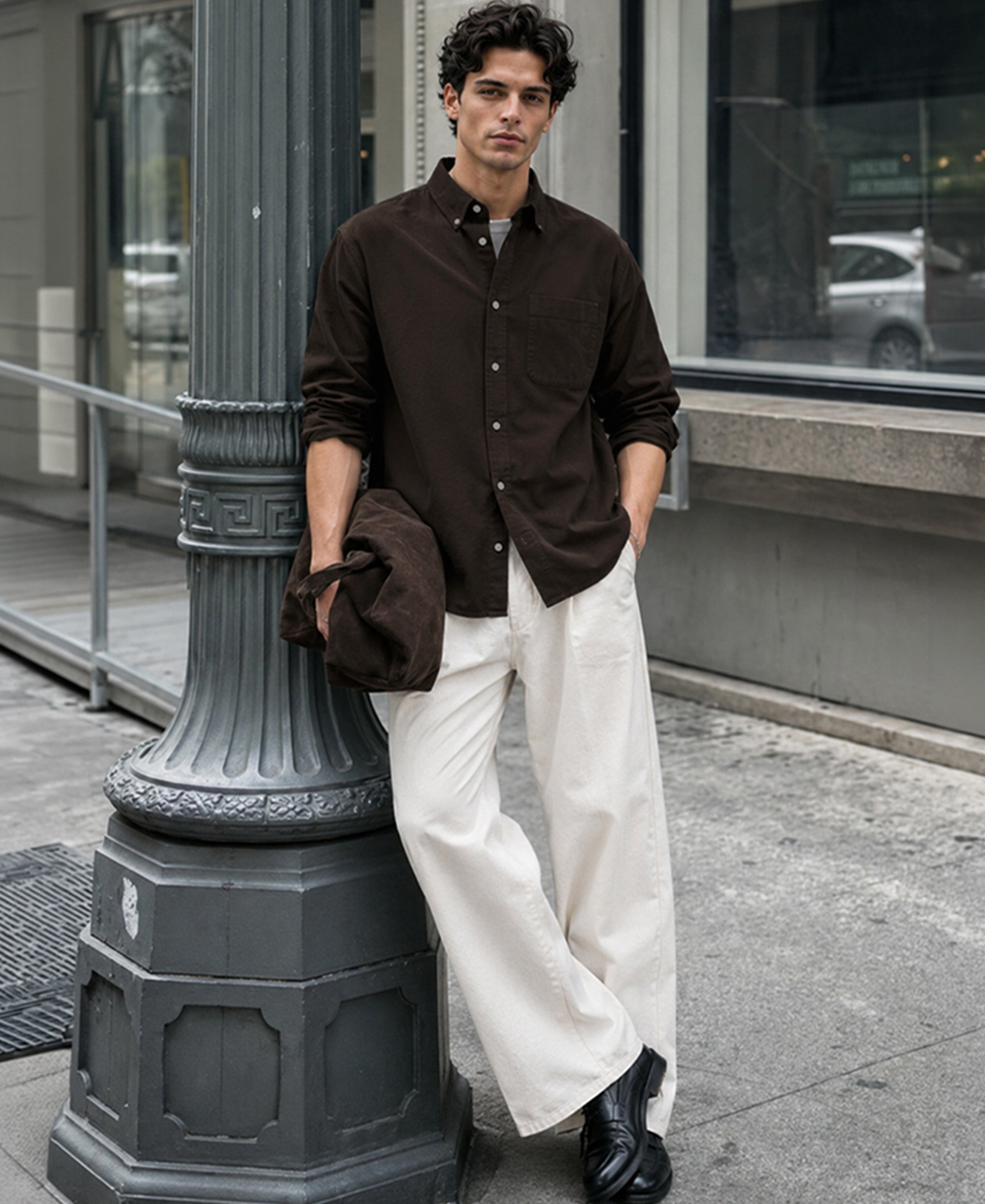 Brown Cotton Oxford Shirt