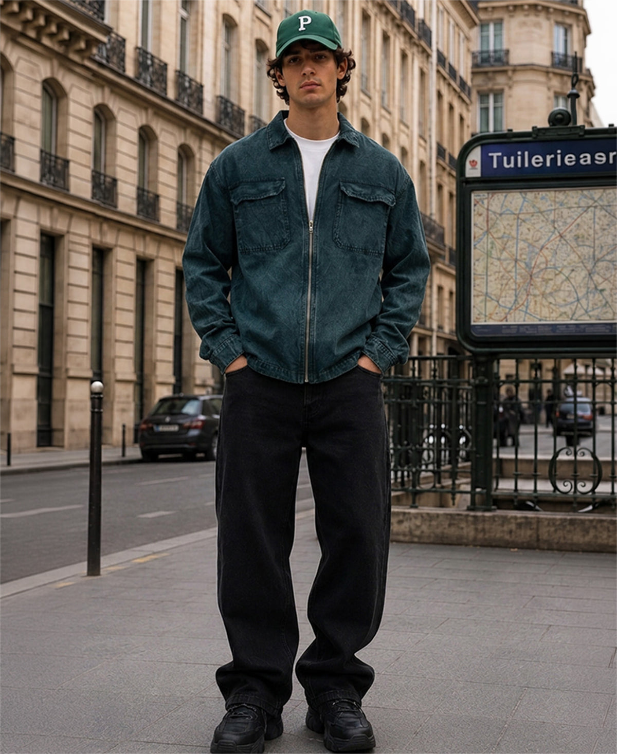 Dark Teal Washed Denim Overshirt