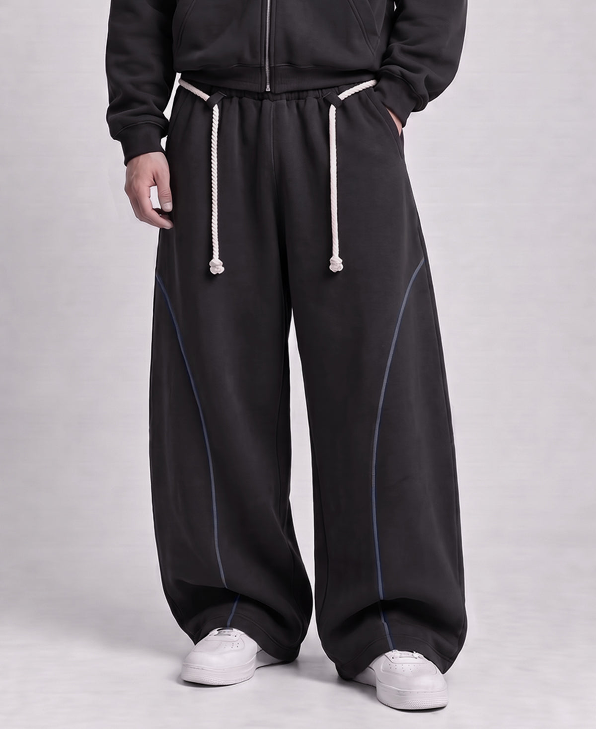 Black Paneled Baggy Trackpant