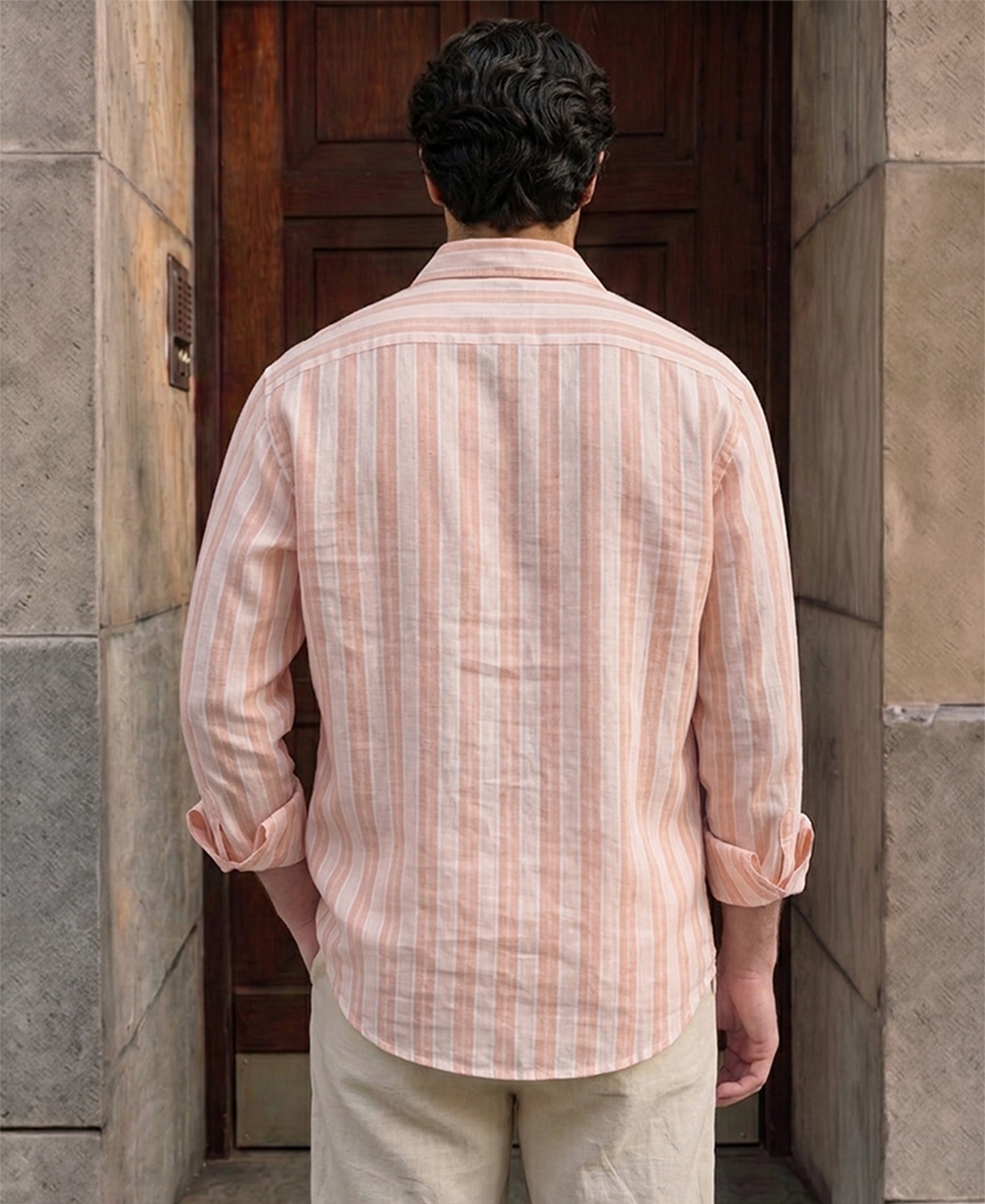 Peach Lightweight Stripe Shirt