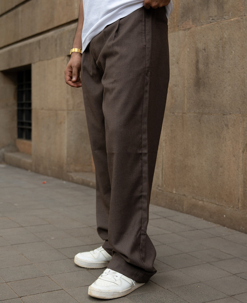 Brown Pleated Gurkha Pants