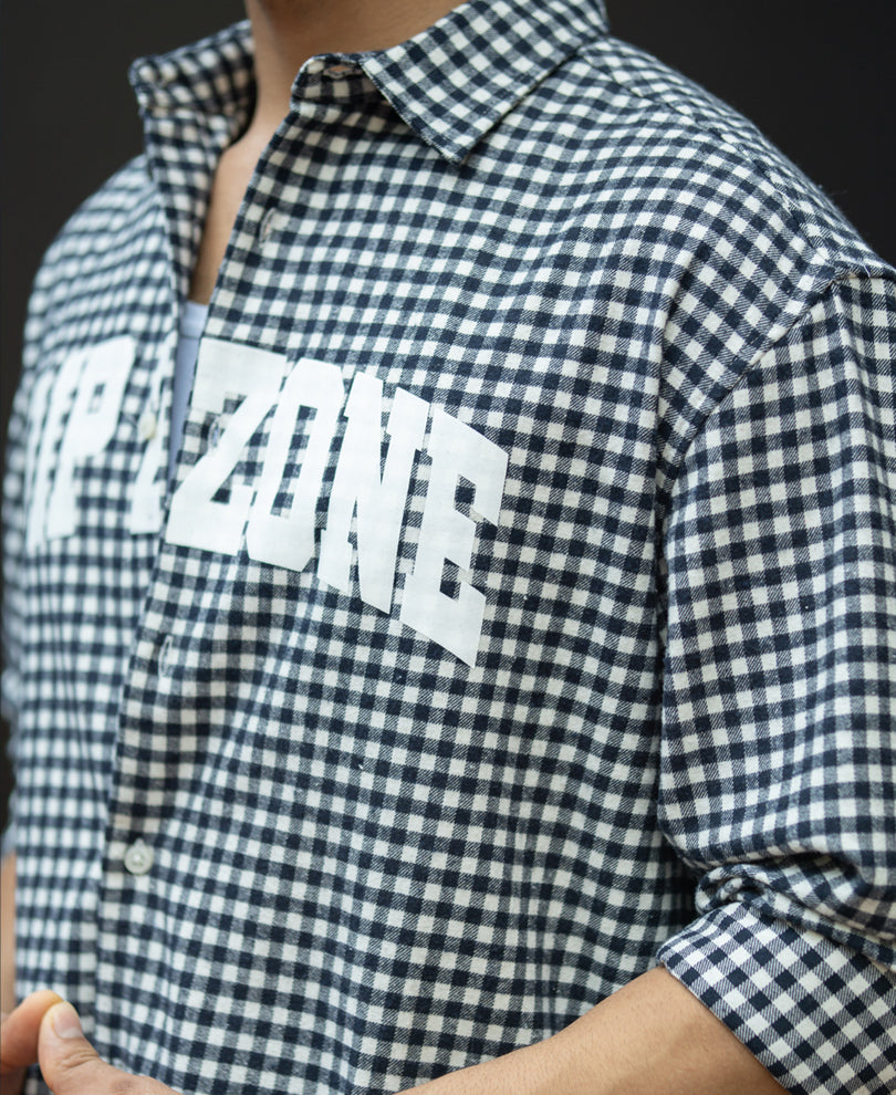 Navy Micro Checks Print Shirt