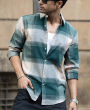 Green Lightweight Flannel Check Shirt.