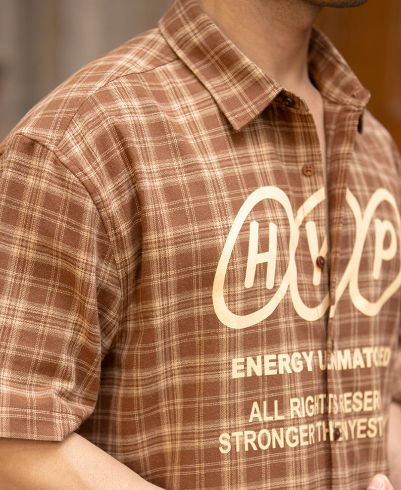 Brown Checks Printed Shirt