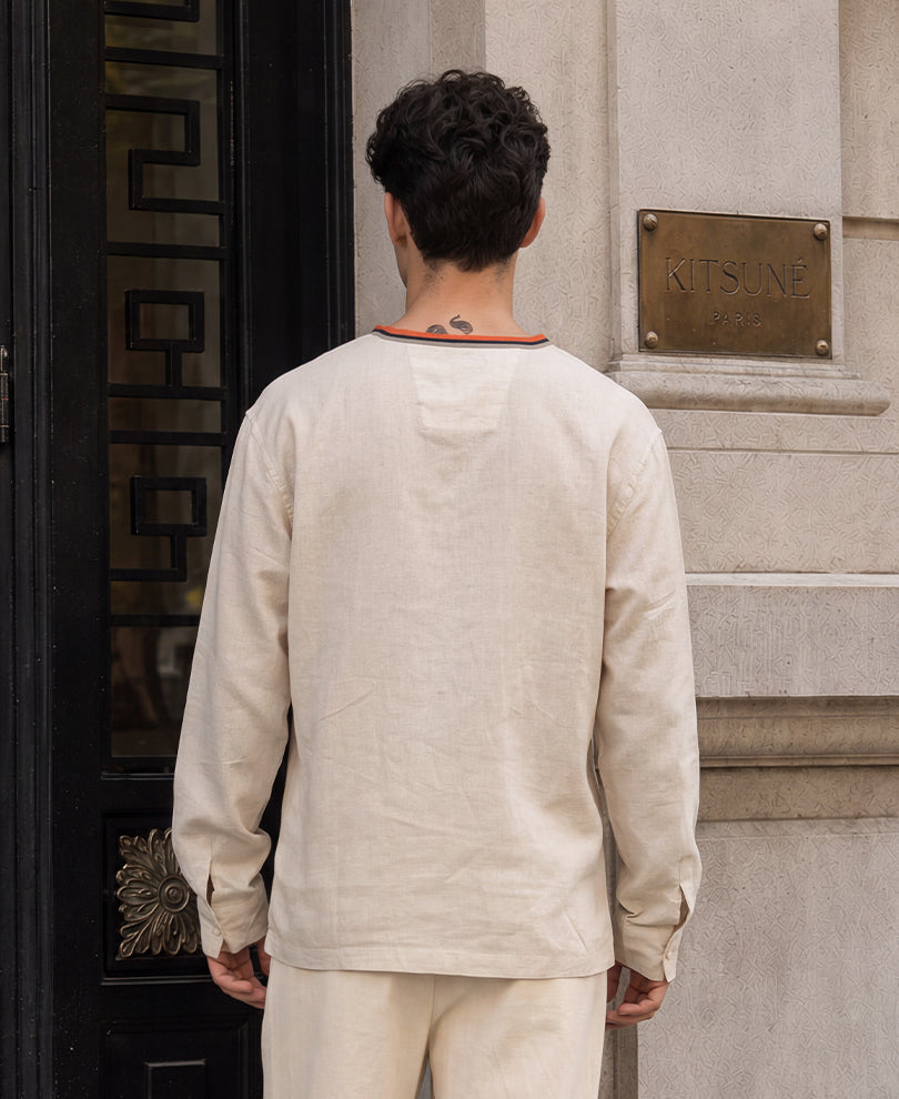 Natural Linen Blend Kurta Shirt