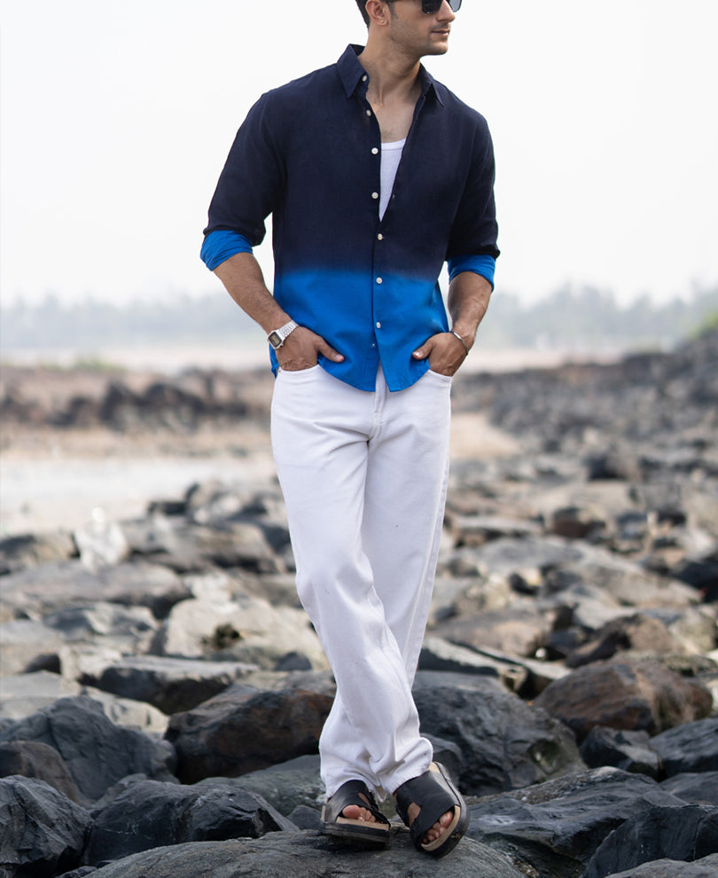 Navy And Royal Ombre Shirt.