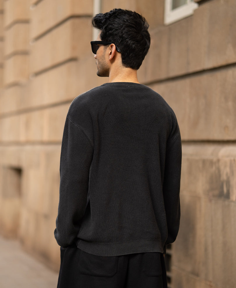 Black Spray Print Knit T-Shirt 100% Cotton