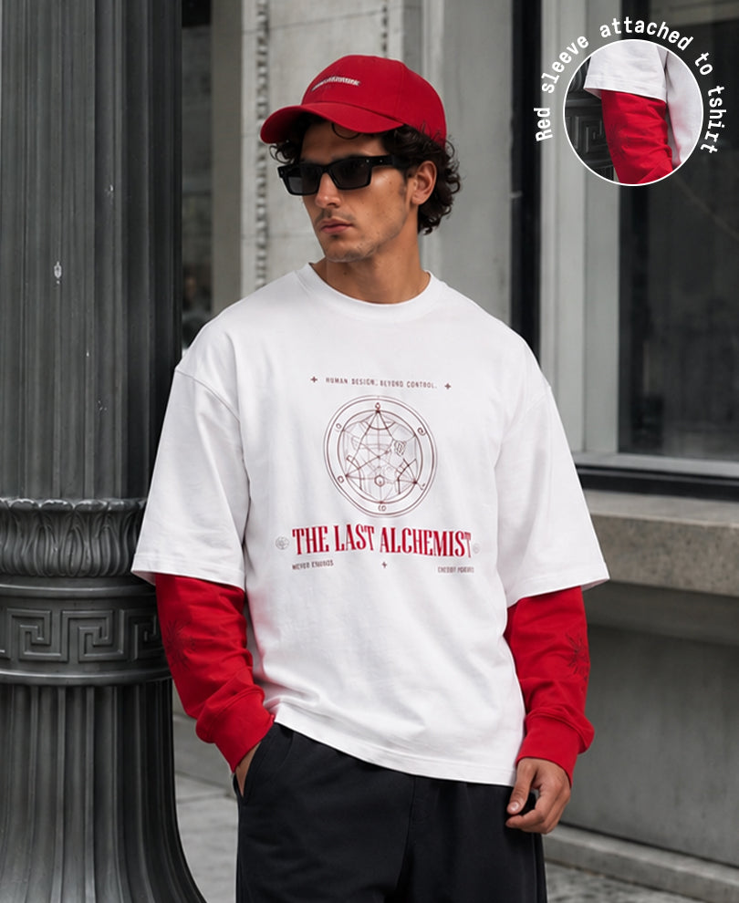 White Printed Doctor Sleeve T-Shirt 100% Cotton