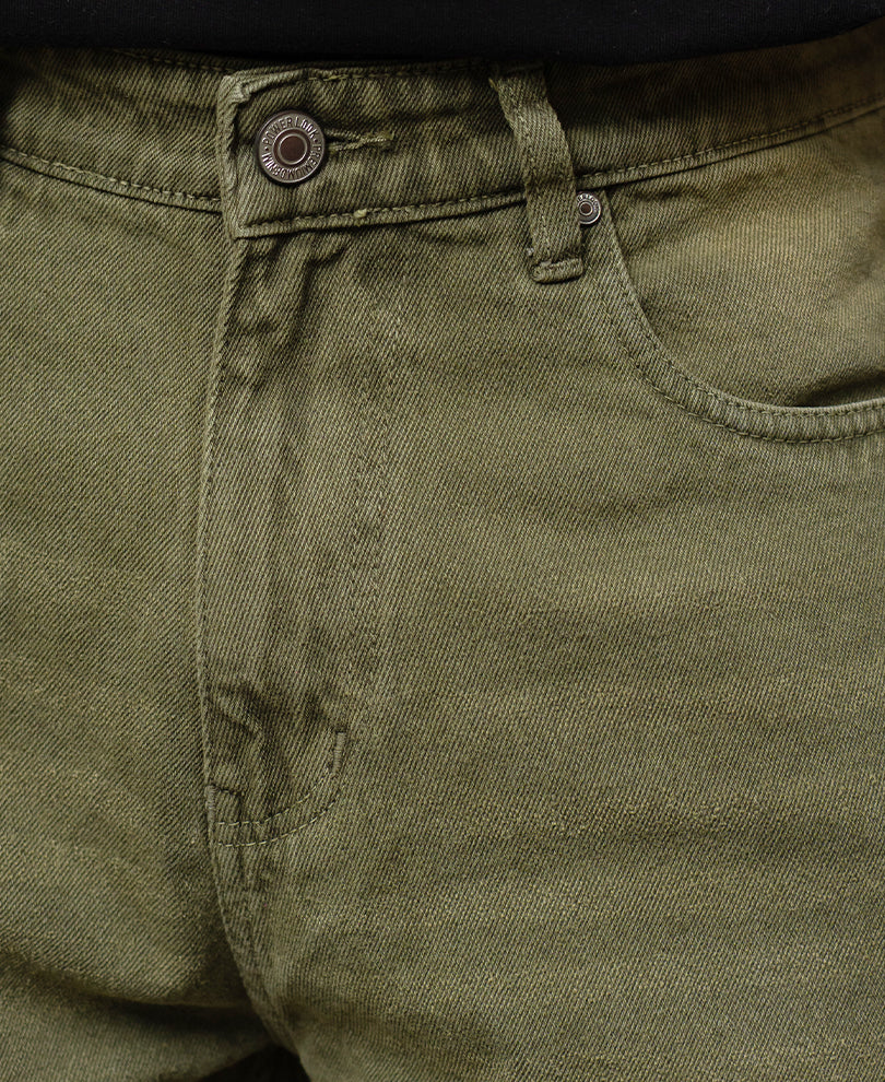 Olive Washed Baggy Jeans