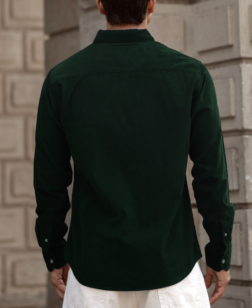 Dark Green Corduroy Buttondown Shirt.