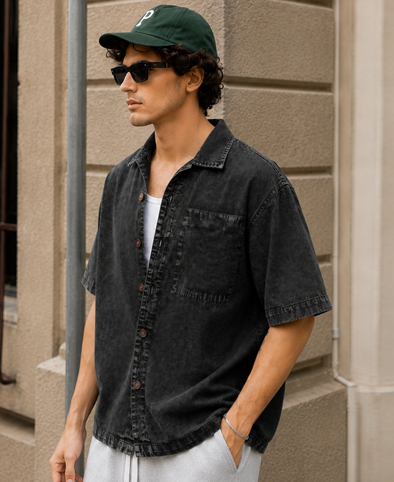 Black Washed Denim Shirt
