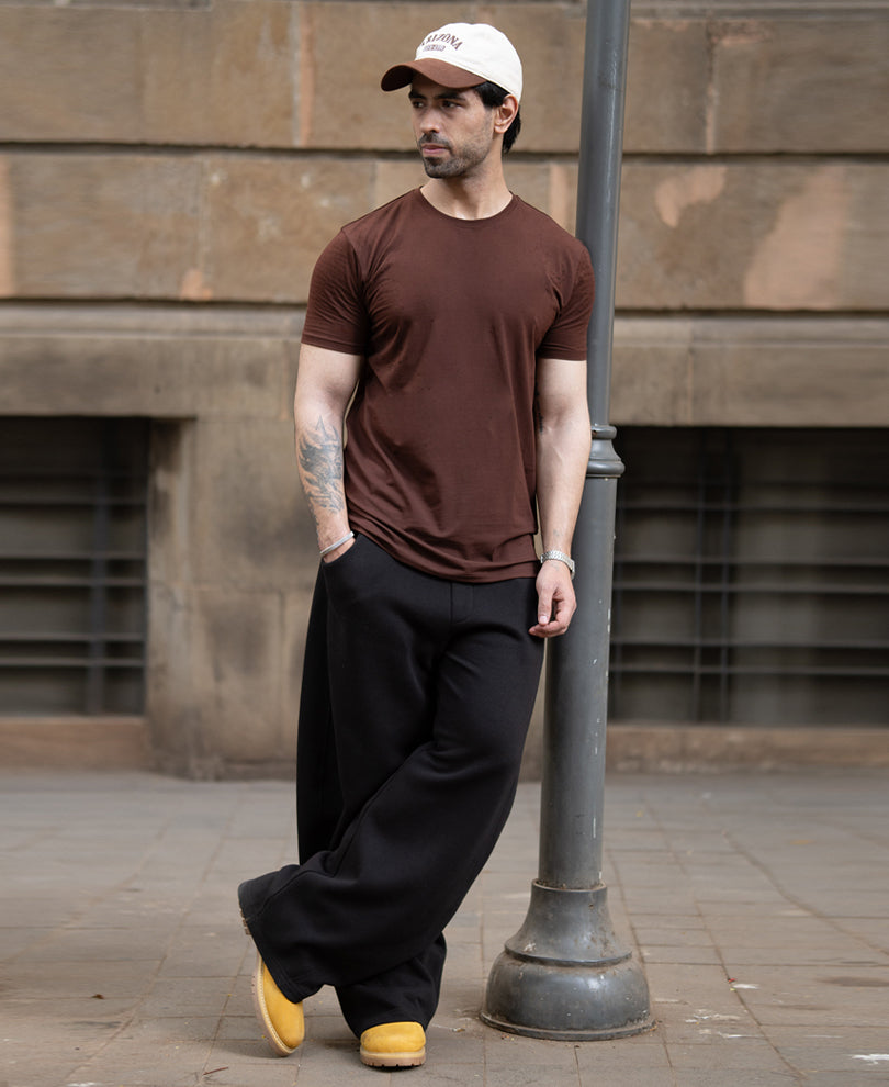 Brown Regular Fit Stretch T-Shirt